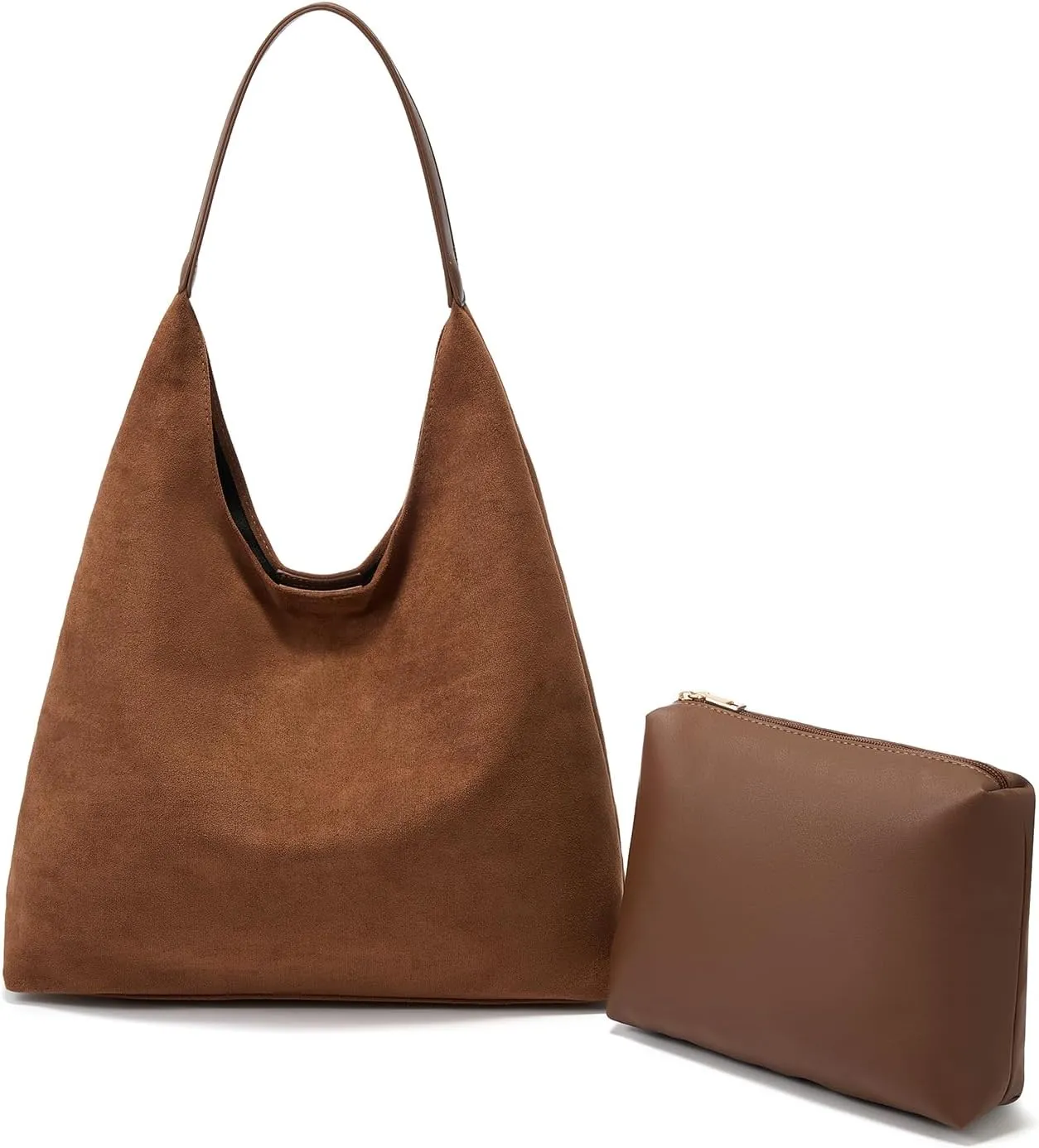 Suede Hobo Bags For Women Purse  Lightweight Large Suede Slouchy Shoulder Bag, Brown Suede Satchel Tote Bag Handbag