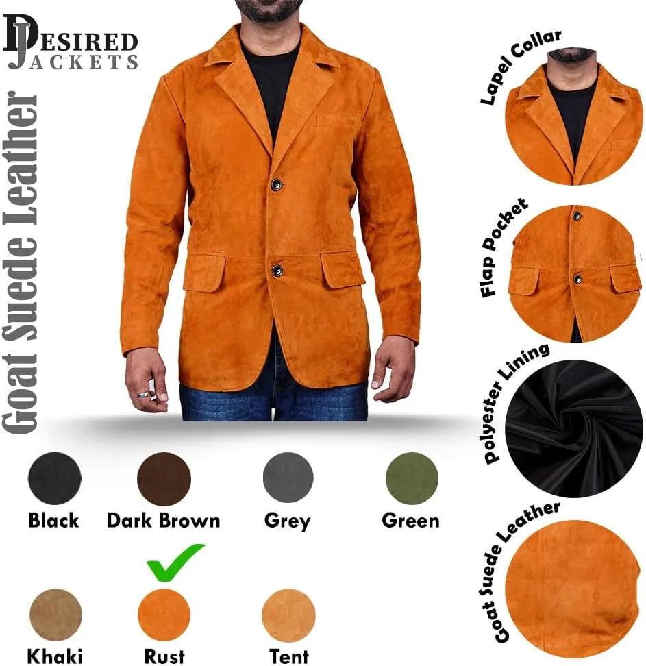 Suede Leather Blazer for Men Suede Sport Coat for Men Blazer Suede Leather Jacket Blazer Coat for Men