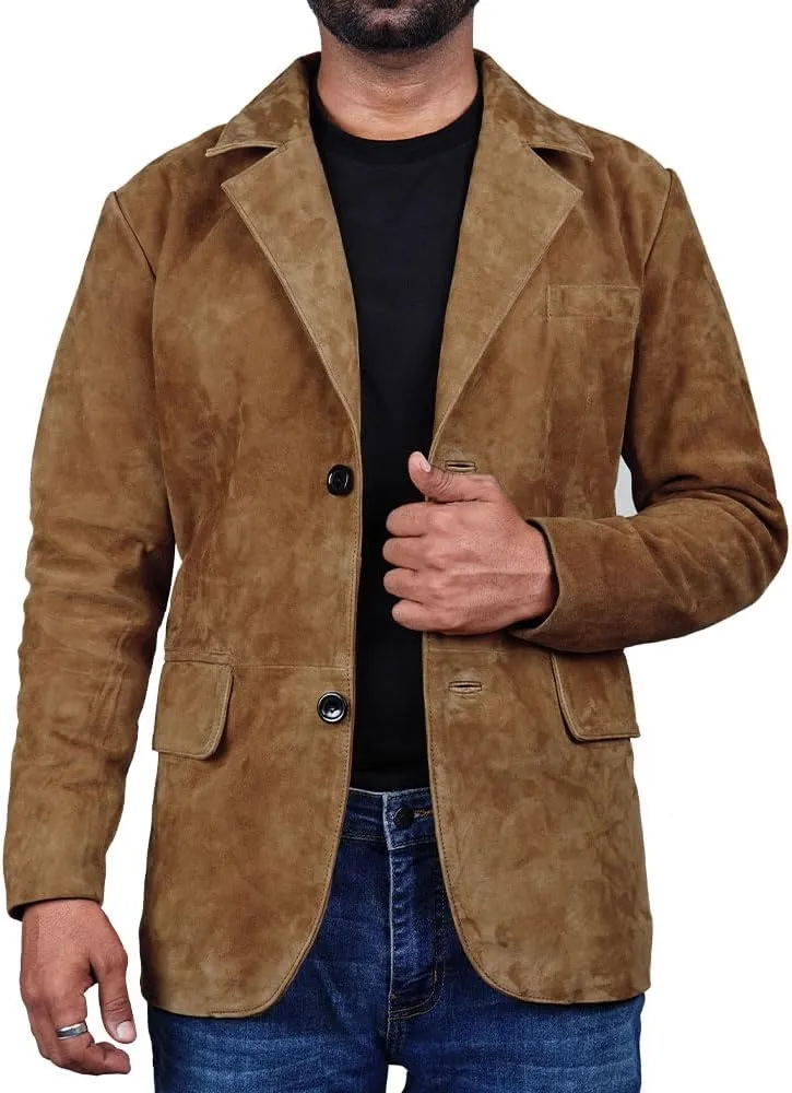 Suede Leather Blazer for Men Suede Sport Coat for Men Blazer Suede Leather Jacket Blazer Coat for Men