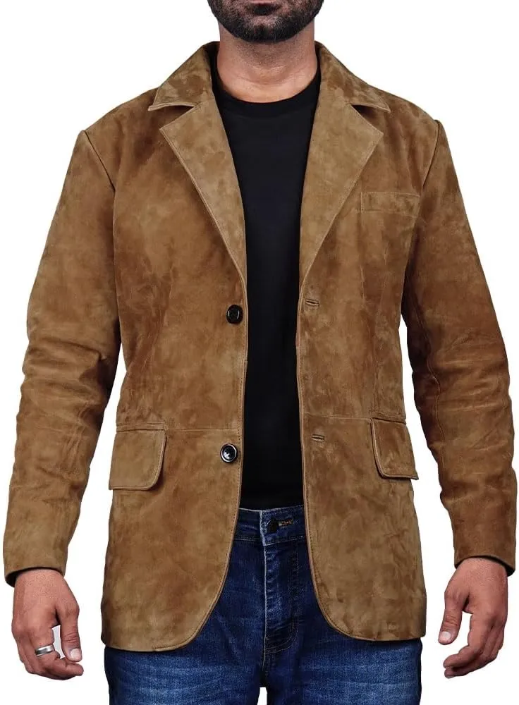 Suede Leather Blazer for Men Suede Sport Coat for Men Blazer Suede Leather Jacket Blazer Coat for Men