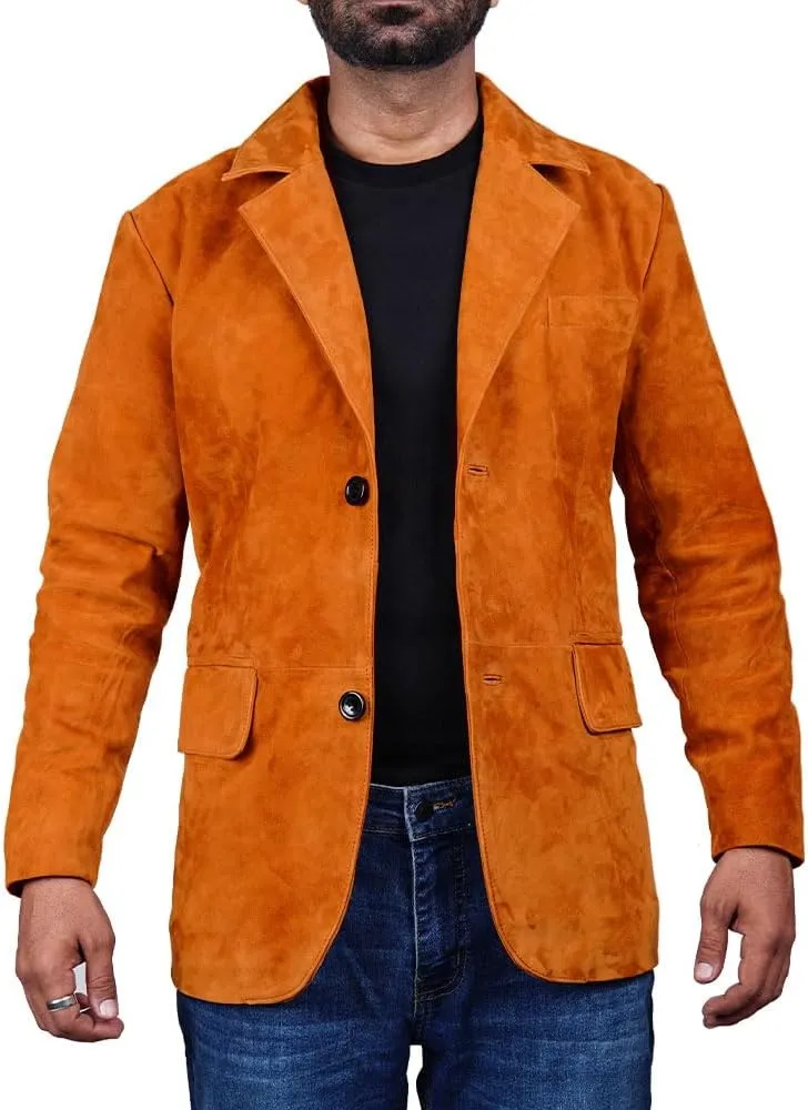 Suede Leather Blazer for Men Suede Sport Coat for Men Blazer Suede Leather Jacket Blazer Coat for Men