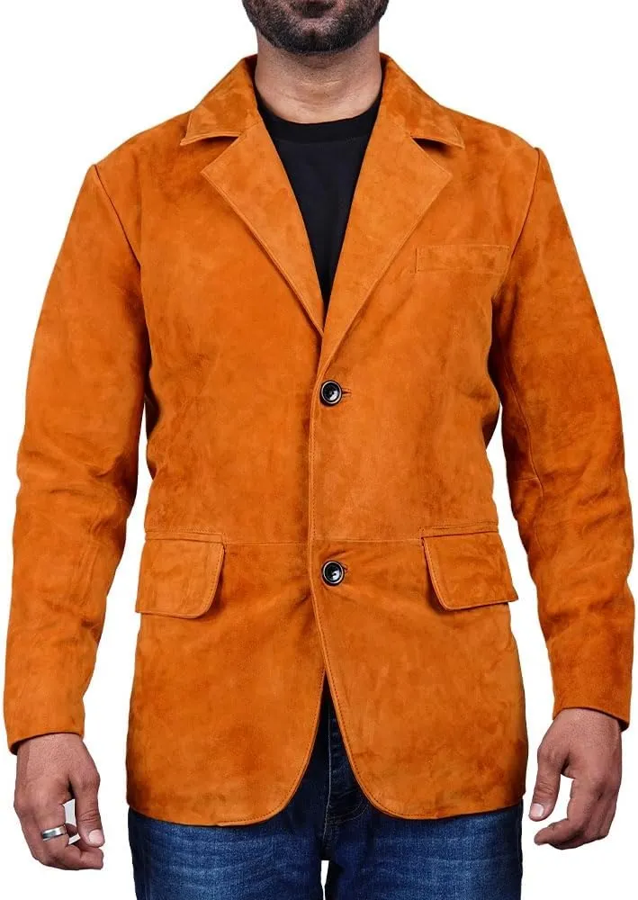 Suede Leather Blazer for Men Suede Sport Coat for Men Blazer Suede Leather Jacket Blazer Coat for Men