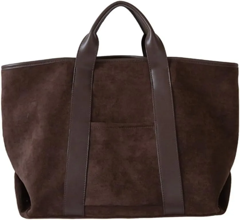 Suede Tote Bag for Women Large Capacity Winter Slouchy Purse Hobo Bag Suede Vintage Satchel Bag Simple Commute Bag