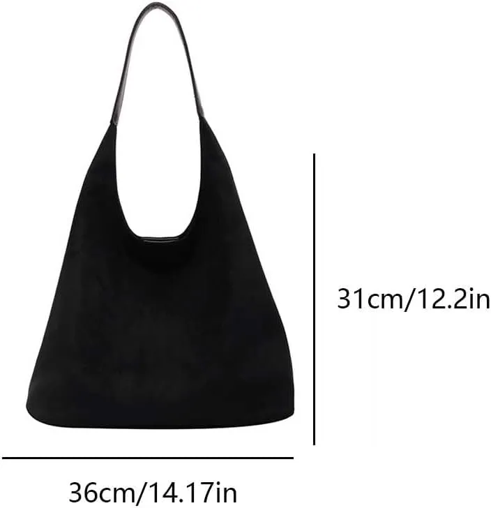 Suede Tote Bag for Women Work, Suede Hobo Bags, Vintage Top Handle Bag, Leather Tote Bag, Suede Slouchy Bag (Beige)