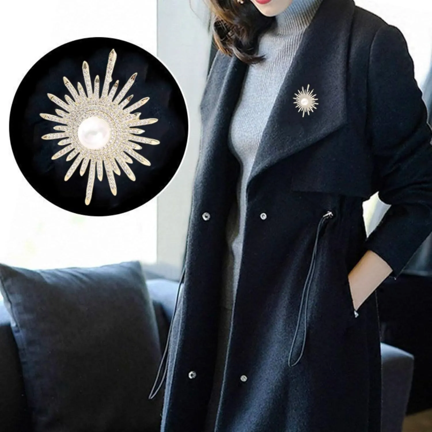 Sunflower Brooch Pins Sunflower Pearl Brooch for Women Sunflower Rhinestone Brooches Pins Flower Broochs Pins Pearl Pines for Clothes Lapel Badge Brooches Pines for Lanyards Backpacks Clothes Hats Jackets