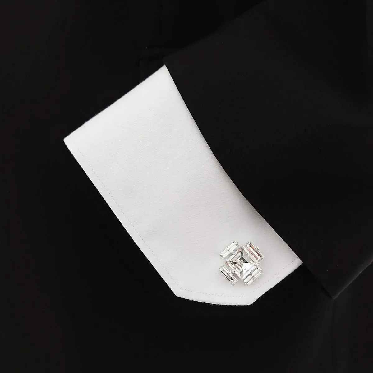 Swarovski Crystals Baguette Surround Square Cufflinks