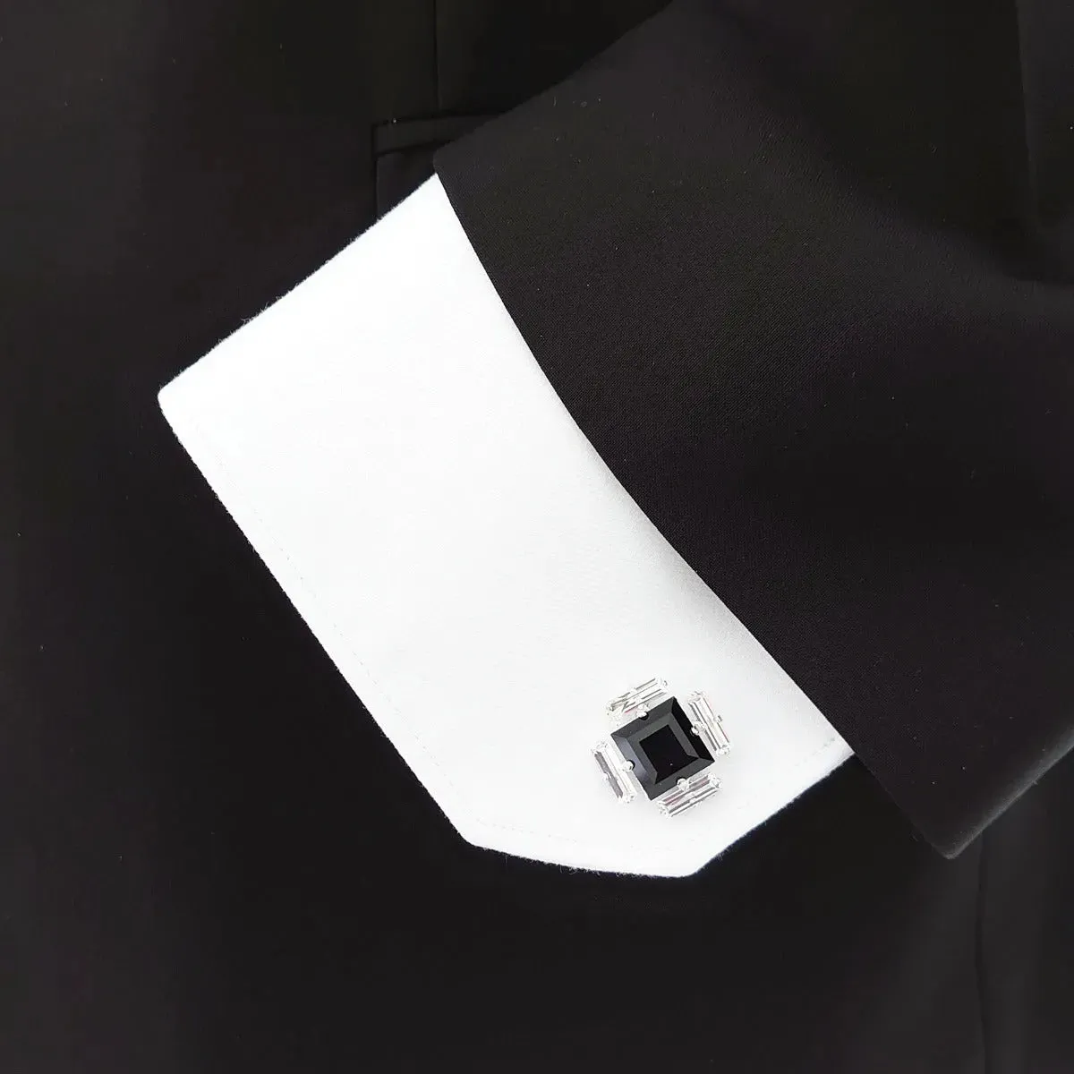 Swarovski Crystals Baguette Surround Square Cufflinks