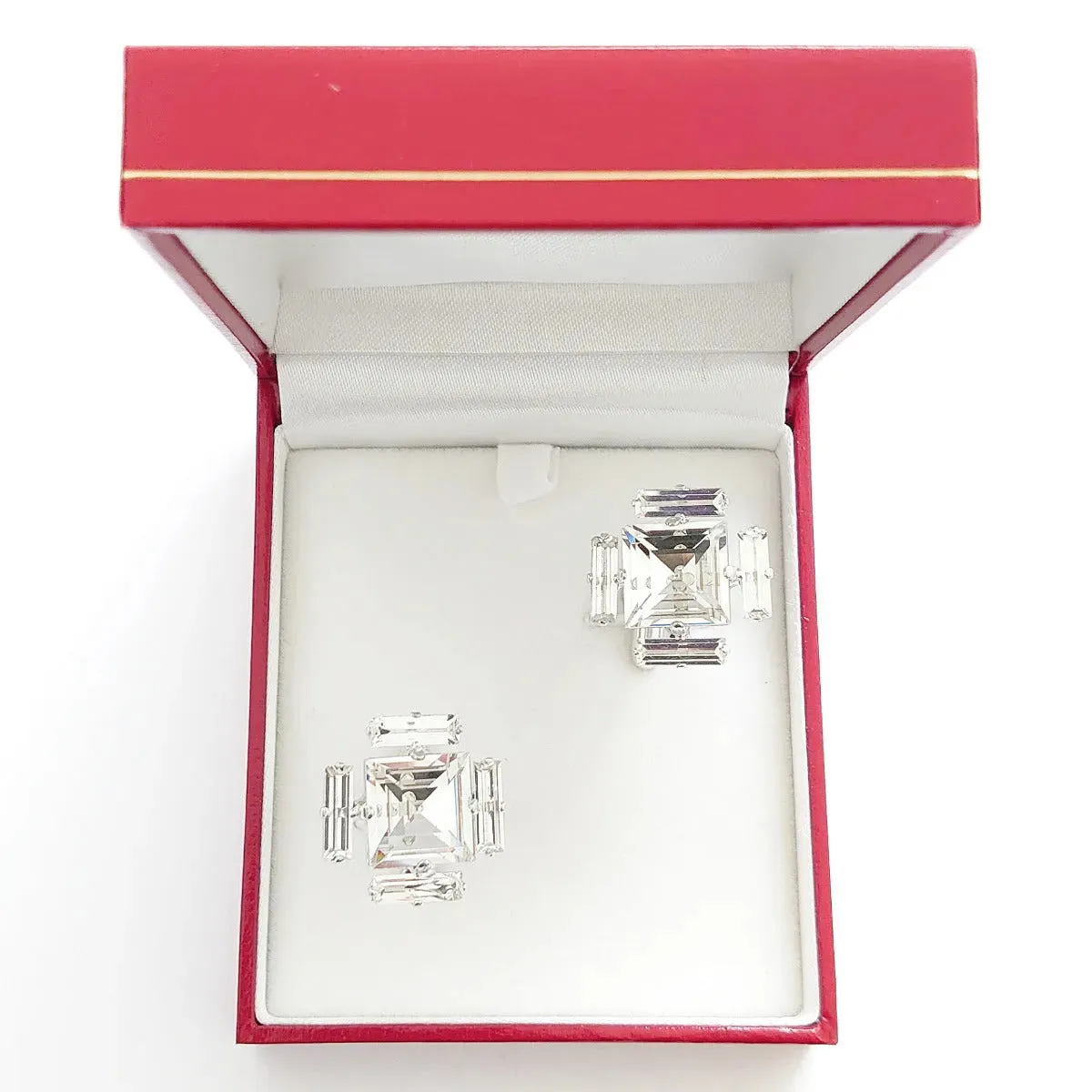 Swarovski Crystals Baguette Surround Square Cufflinks