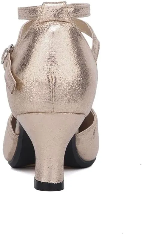 SWDZM Closed Toe Latin Ballroom Dance Shoes Women Salsa Bachata Dance Shoes Low Heel