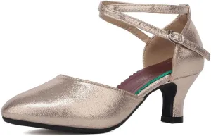 SWDZM Closed Toe Latin Ballroom Dance Shoes Women Salsa Bachata Dance Shoes Low Heel