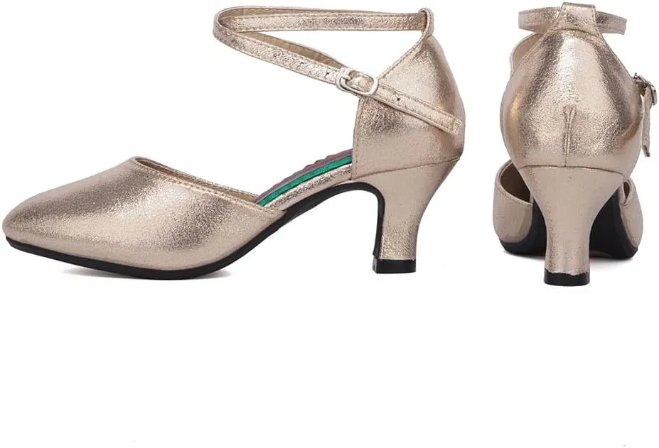 SWDZM Closed Toe Latin Ballroom Dance Shoes Women Salsa Bachata Dance Shoes Low Heel