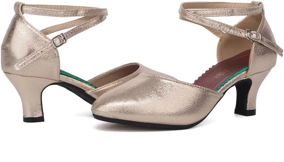 SWDZM Closed Toe Latin Ballroom Dance Shoes Women Salsa Bachata Dance Shoes Low Heel