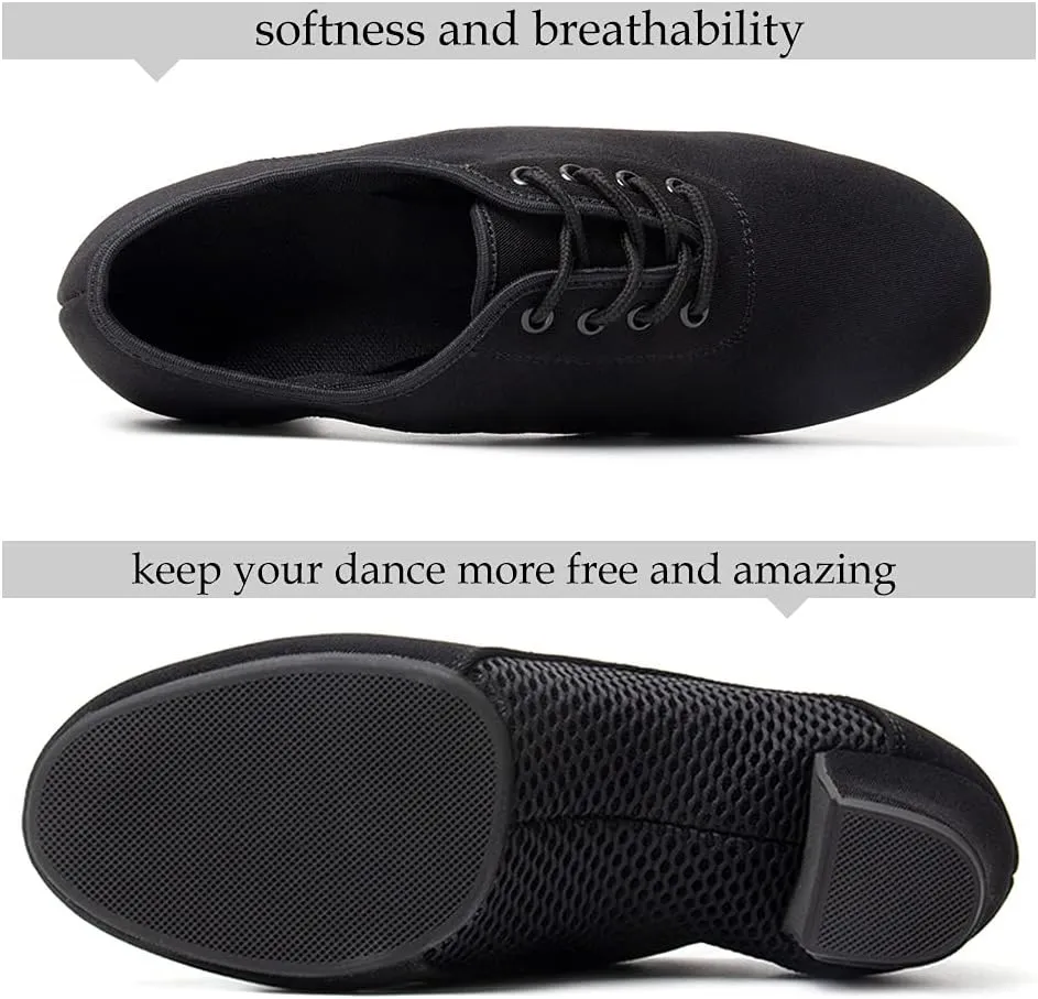 SWDZM Men&Women Ballroom Dance Shoes Low Heel Lace up Latin Salsa Practice Dancing Shoes