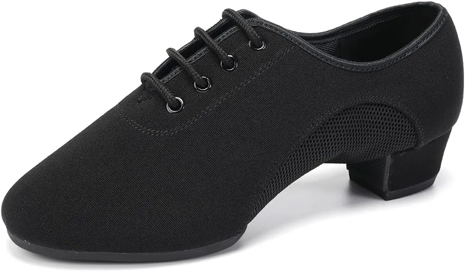SWDZM Men&Women Ballroom Dance Shoes Low Heel Lace up Latin Salsa Practice Dancing Shoes