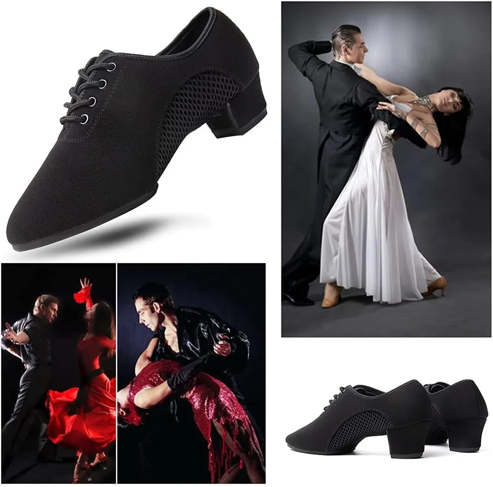SWDZM Men&Women Ballroom Dance Shoes Low Heel Lace up Latin Salsa Practice Dancing Shoes