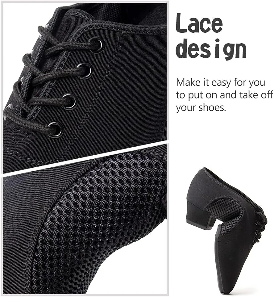 SWDZM Men&Women Ballroom Dance Shoes Low Heel Lace up Latin Salsa Practice Dancing Shoes