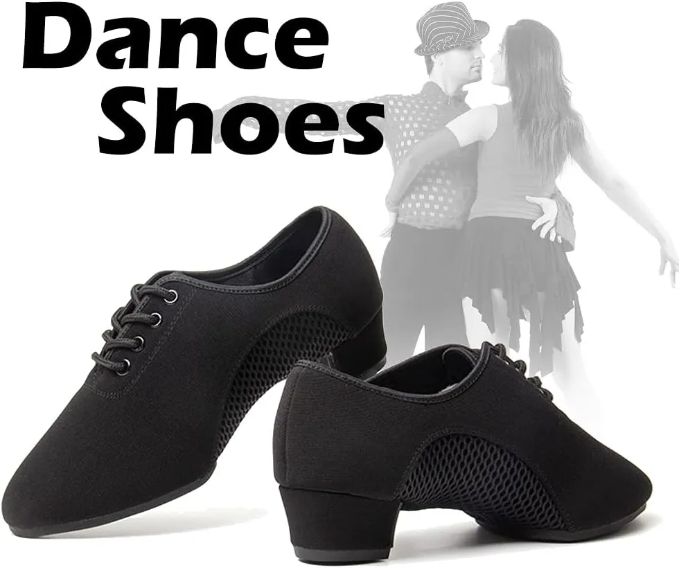 SWDZM Men&Women Ballroom Dance Shoes Low Heel Lace up Latin Salsa Practice Dancing Shoes