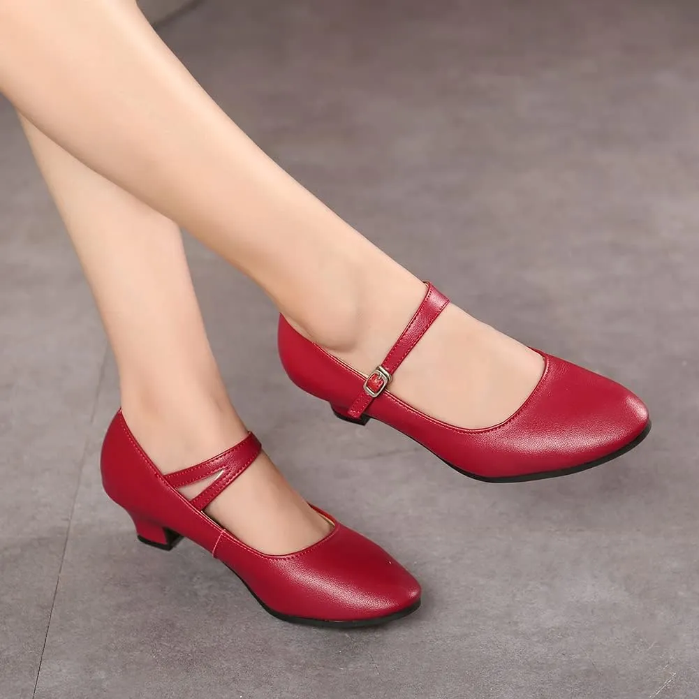 SWDZM Womens Ballroom Dance Shoes Closed Toe Latin Salsa Character Tango Practice Dancing Shoes