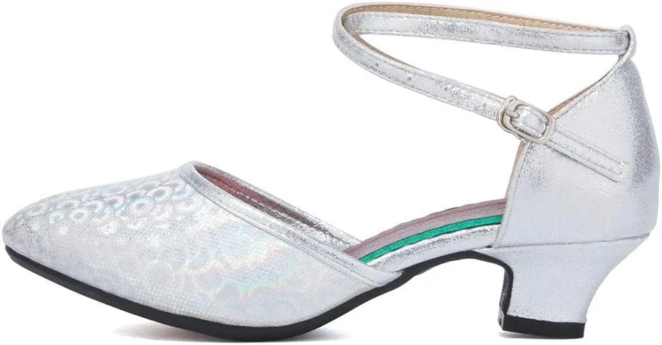 SWDZM Womens Ballroom Dance Shoes Closed Toe Latin Salsa Character Tango Practice Dancing Shoes