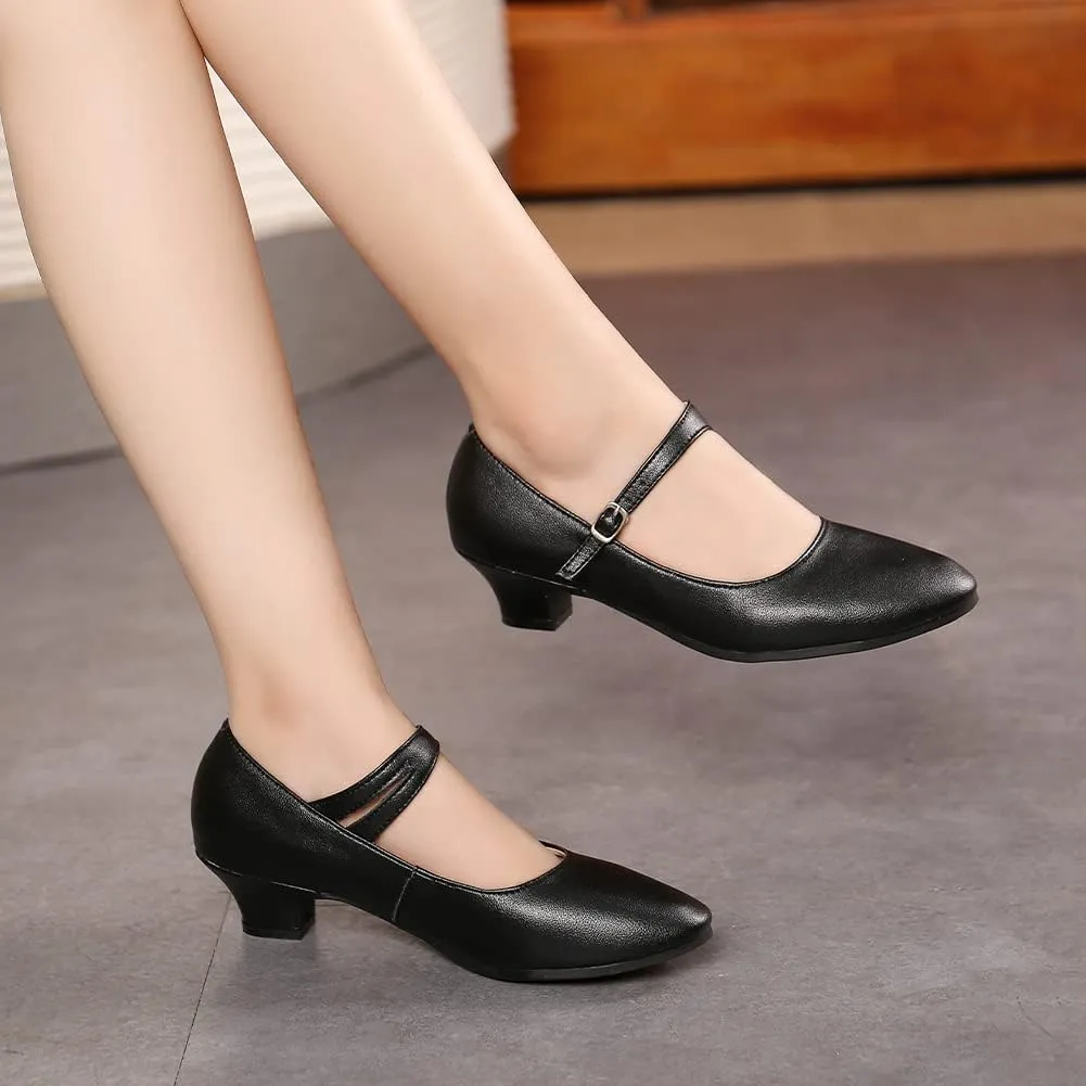 SWDZM Womens Ballroom Dance Shoes Closed Toe Latin Salsa Character Tango Practice Dancing Shoes
