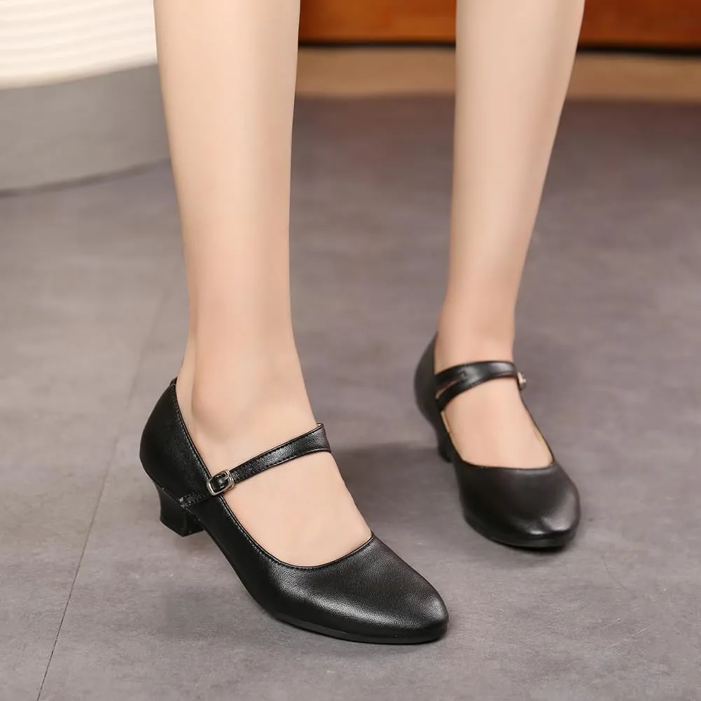 SWDZM Womens Ballroom Dance Shoes Closed Toe Latin Salsa Character Tango Practice Dancing Shoes