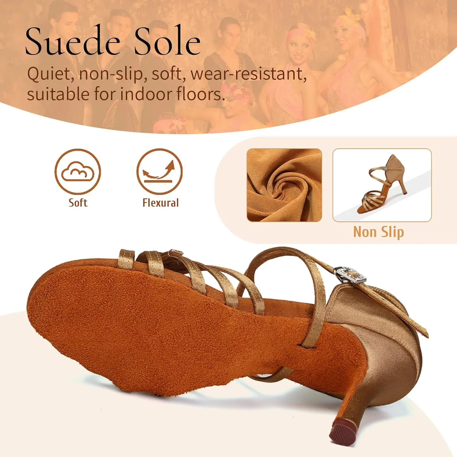 SWDZM Womens Latin Dance Shoes Satin Professional Ballroom Salsa Bachata Performance Practice Dancing Shoes