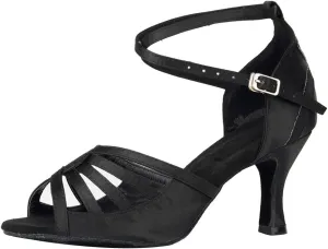 SWDZM Women's Latin Dance Shoes Satin Rhinestone Professional Ballroom Salsa Practice Performance Dance Shoes,Model-YCL430,