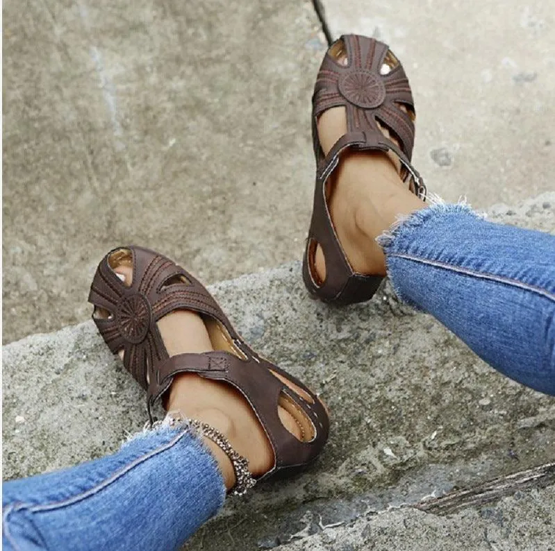 Thick-Soled Velcro Women's Hollow Sandals