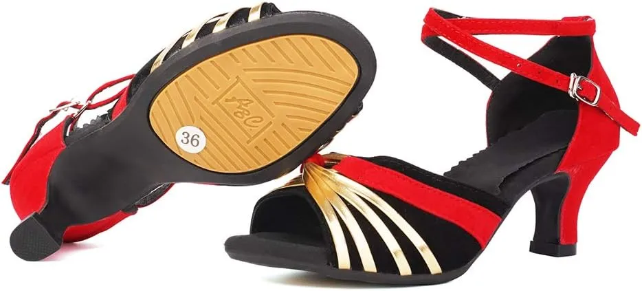 TINRYMX Women Latin Dance Shoes Open Toe Ballroom Salsa Tango Dancing Shoes, Model DY-08-5.5