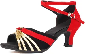 TINRYMX Women Latin Dance Shoes Open Toe Ballroom Salsa Tango Dancing Shoes, Model DY-08-5.5