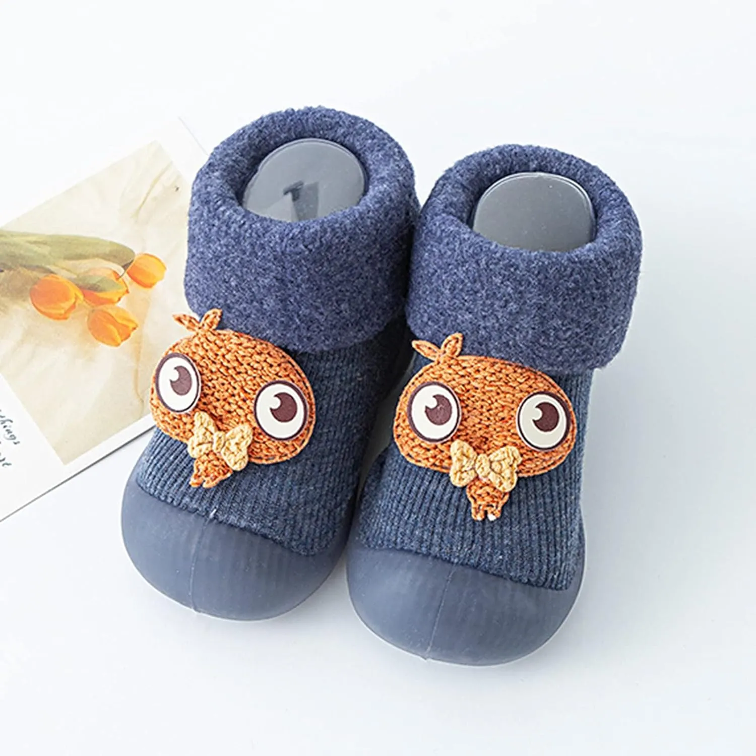 Toddler Sock Shoes,Kids Baby Boys Girls Warm Socks Shoes Knit Soft Solid Toddler Stocking Rubber Baby Slipper