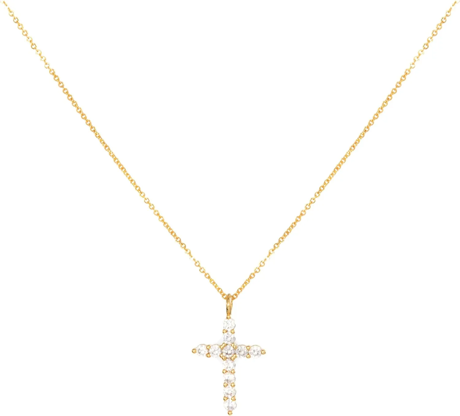 TOWER QUEEN]14k Gold Plated Cubic Zirconia Necklaces for Women, Simple Gold Jewelry Gift Diamond, Cross Necklace for women,Layeard necklace Women's jewelry