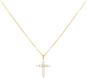 TOWER QUEEN]14k Gold Plated Cubic Zirconia Necklaces for Women, Simple Gold Jewelry Gift Diamond, Cross Necklace for women,Layeard necklace Women's jewelry