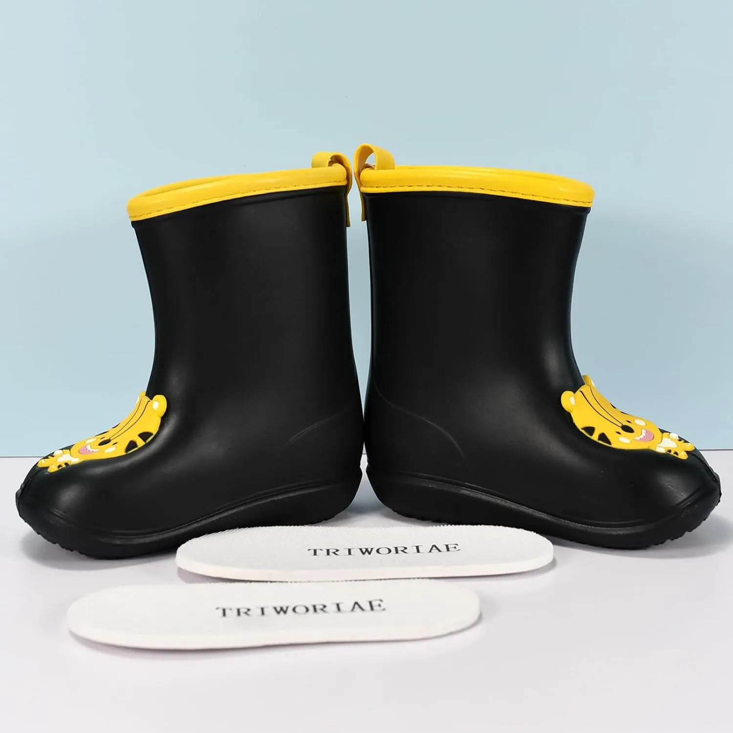 TRIWORIAE-Kids Toddler Rubber Rain Shoes EVA Waterproof Rain Boot Non-Slip Wellington Boots for Children Boys/Girls