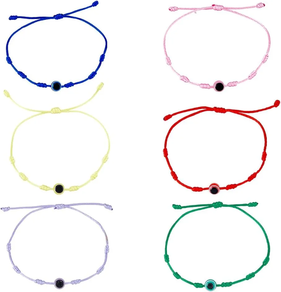 UNICRAFTALE 6Pcs 6 Colors Evil Eye 7 Knot Lucky Bracelets Hand Woven Adjustable Amulet Bracelets Turkish Style Protection Bracelets Boho Friendship Couple Bracelets for Women Men