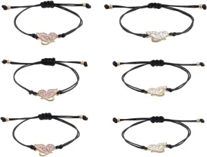 UNICRAFTALE 8Pcs BFF Bracelets Butterfly Matching Bracelets Adjustable Strand Bracelet Couple Bracelets Friendship Bracelets Link Braided Bead Bracelets Jewelry Gifts for Women
