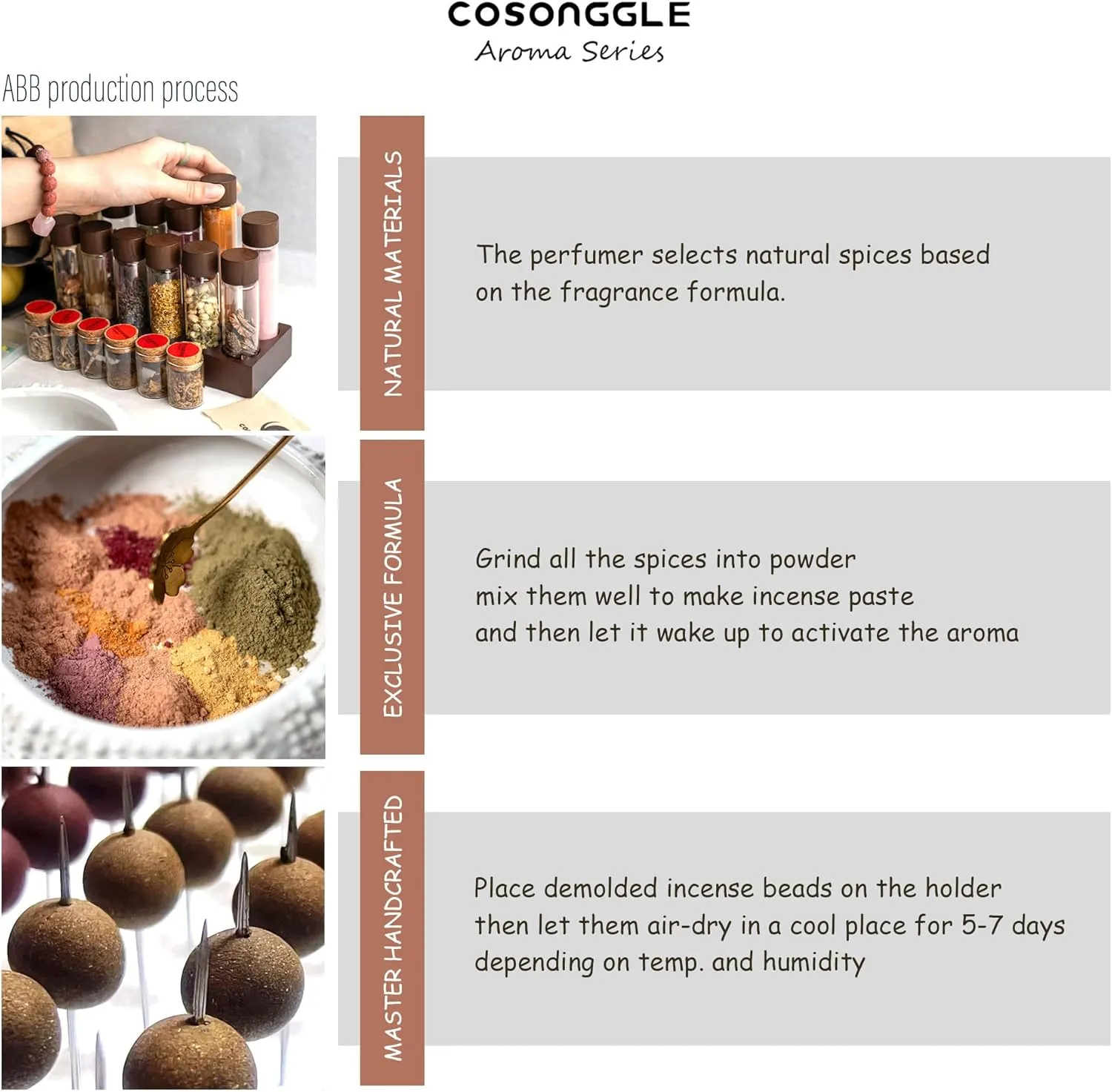 Unique Natural Fragrances, Royal Artistry Master Craftsmanship, Featuring Five Purely Natural Scents Contain Genuine Natural Crystals - 12mm beads
