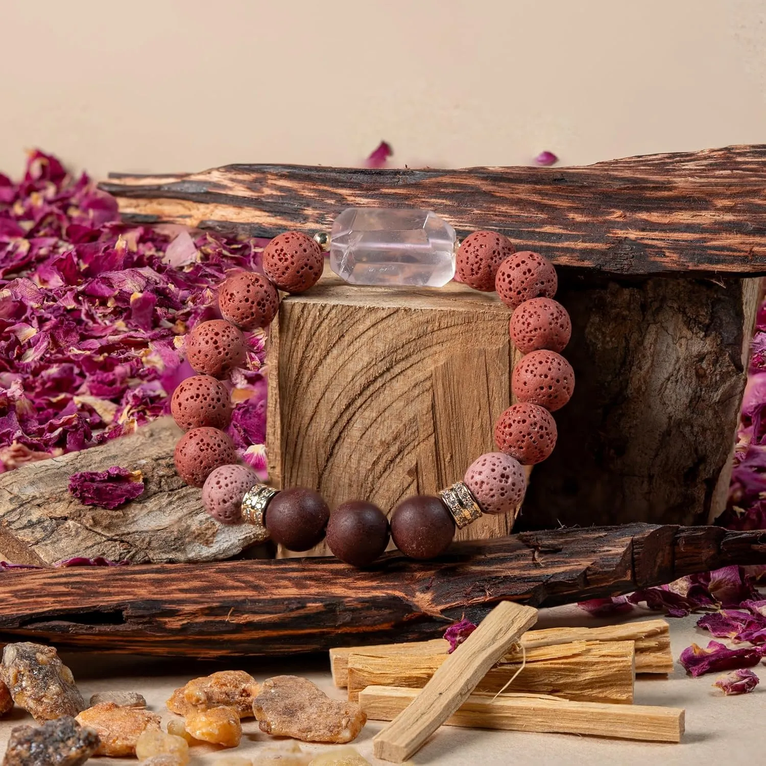 Unique Natural Fragrances, Royal Artistry Master Craftsmanship, Featuring Five Purely Natural Scents Contain Genuine Natural Crystals - 12mm beads
