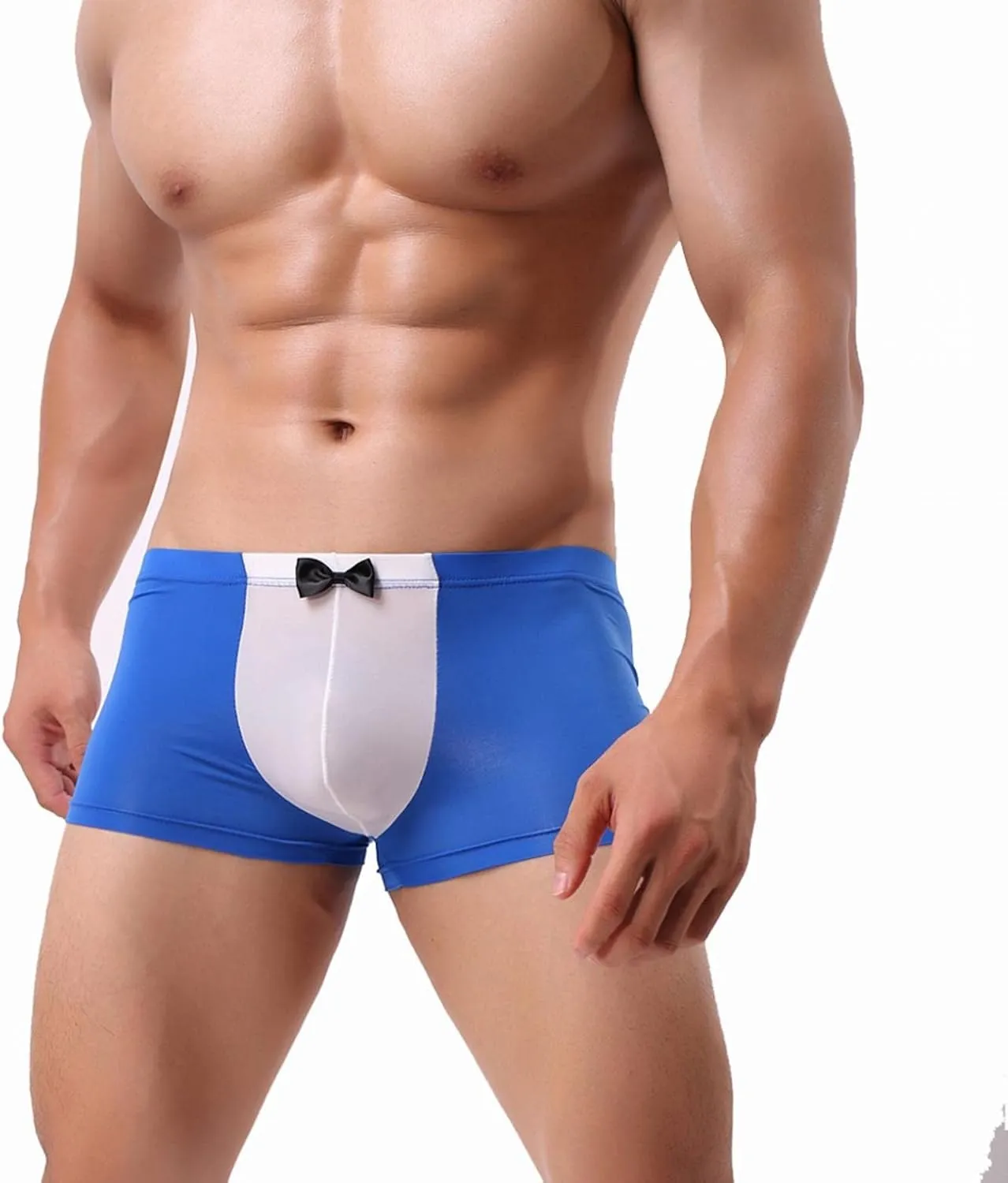 Valentines Day Gifts Men's Mid Wasited Funny Print Bowknot Icing Silk Breathable Boxer Briefs Underpant Shorts Pants