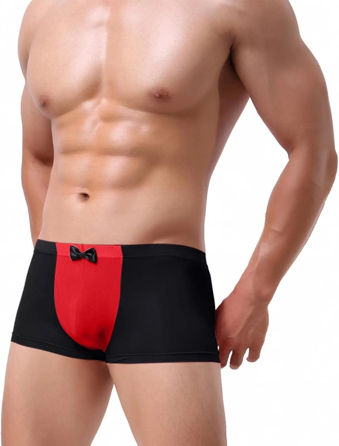 Valentines Day Gifts Men's Mid Wasited Funny Print Bowknot Icing Silk Breathable Boxer Briefs Underpant Shorts Pants