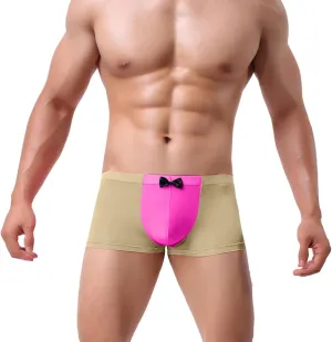 Valentines Day Gifts Men's Mid Wasited Funny Print Bowknot Icing Silk Breathable Boxer Briefs Underpant Shorts Pants
