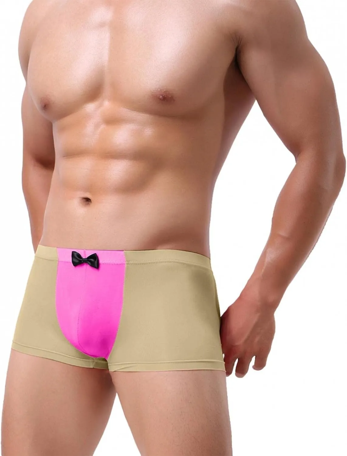 Valentines Day Gifts Men's Mid Wasited Funny Print Bowknot Icing Silk Breathable Boxer Briefs Underpant Shorts Pants