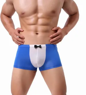 Valentines Day Gifts Men's Mid Wasited Funny Print Bowknot Icing Silk Breathable Boxer Briefs Underpant Shorts Pants