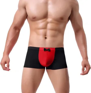 Valentines Day Gifts Men's Mid Wasited Funny Print Bowknot Icing Silk Breathable Boxer Briefs Underpant Shorts Pants