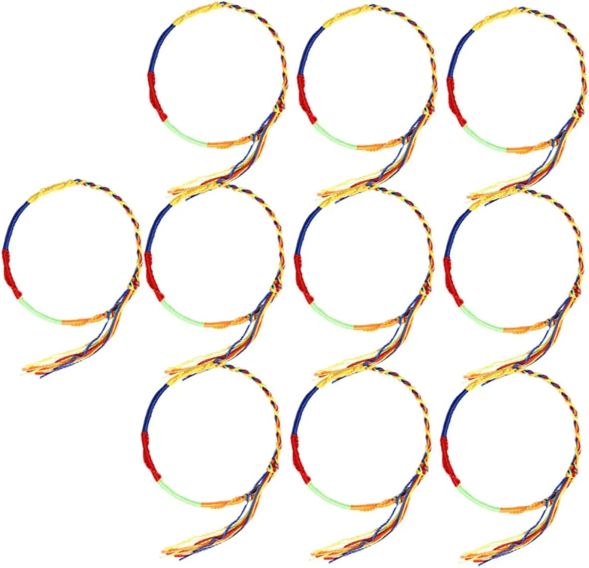 VALICLUD 10pcs Multicolored Rope Bracelets Nautical Braided Woven Fashion Lover Bracelet