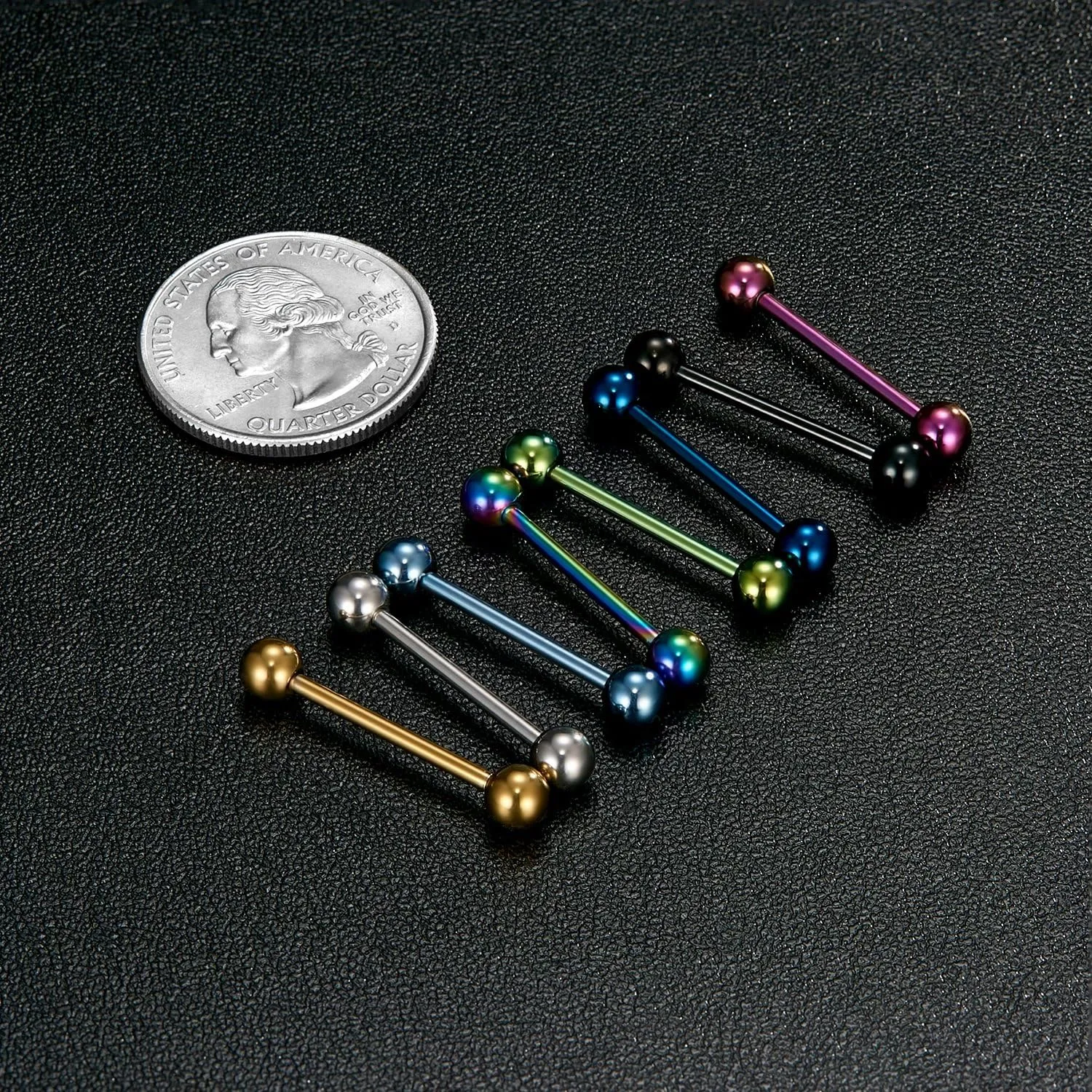 VCMART 12mm-18mm 14G Tongue Rings Nipple Straight Barbells Surgical Steel Body Piercing Jewelry