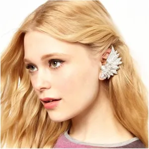 Vintage Angel Wing Ear Cuff Earrings Crystal Ear Climber Earrings Silver Rhinestone Cuff Wrap Earring Sparkling Cz Climber Crawler Earring Jewelry for Women
