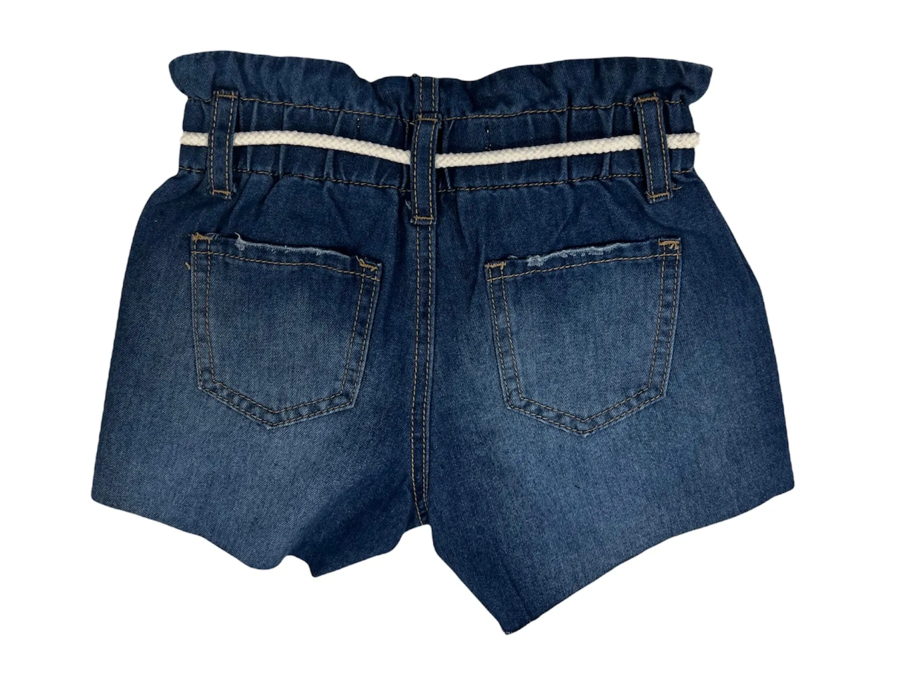 Vintage Havana Girls Medium Denim Distressed Paperbag Shorts