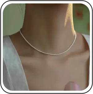 Vintage Pearl Necklace Choker Seed Bead Chain Necklace White Tiny Pearl Collar Necklace Pearl Bead Choker Necklace Chain Pearl Wedding Necklace Jewelry for Women