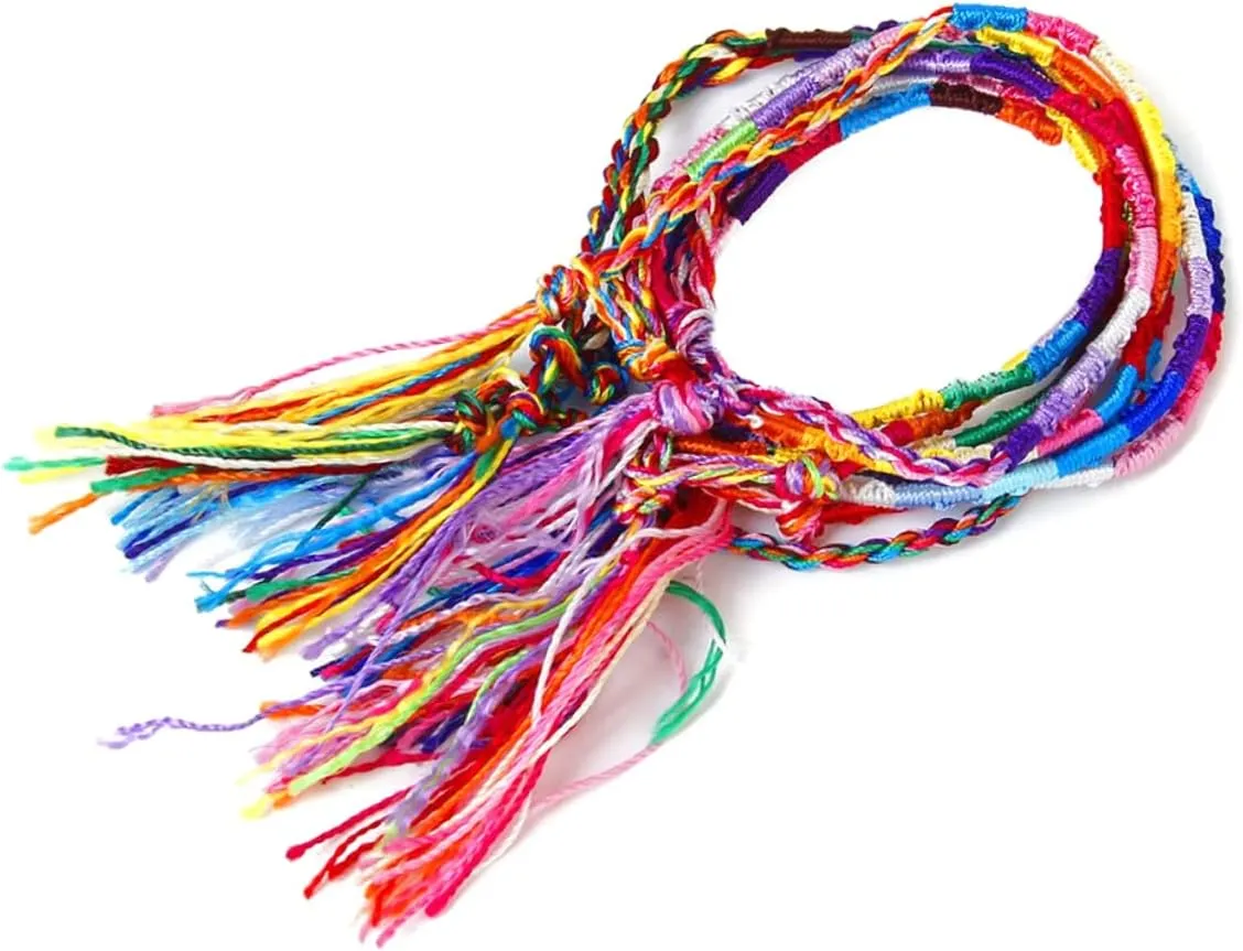 VOSAREA Pcs Colorful Handmade Braided Thread Friendship Bracelets Inches Wrist or Ankle Unisex Festival Present